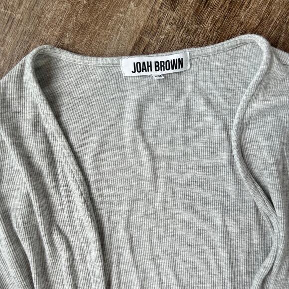 Joah Brown Long Double Slit Ribbed Gray Cardigan - Picture 5 of 5